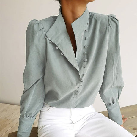 Elegant Turtleneck Blouse Long Sleeve White Shirt Office Ladies 2023