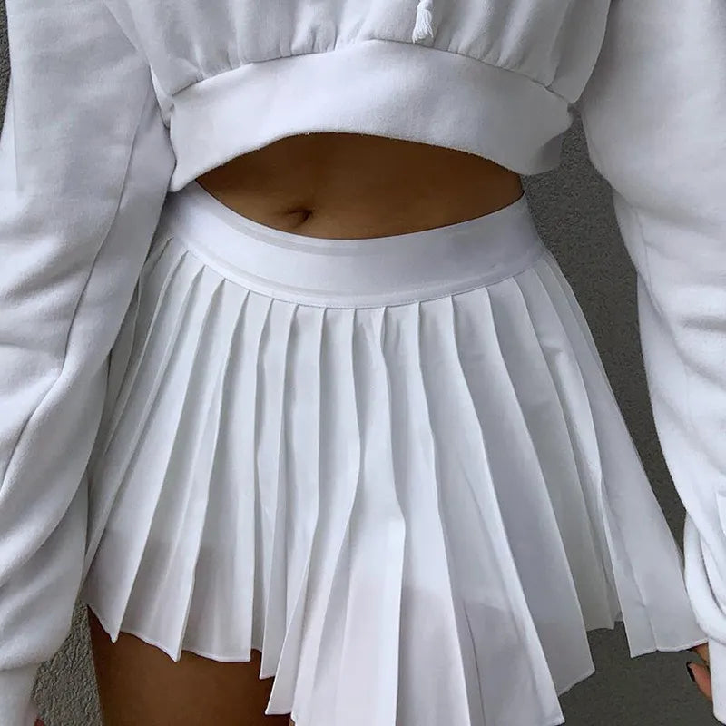 White Pleated Skirt Short Woman Elastic Waist Mini Skirts - Premium  from vistoi shop - Just $39.99! Shop now at vistoi shop