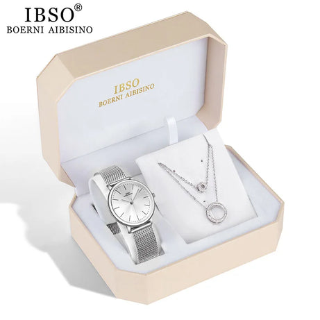 Fashion Creative Crystal Women Watch Set Silver Necklace Quartz - Premium  from vistoi shop - Just $49.99! Shop now at vistoi shop