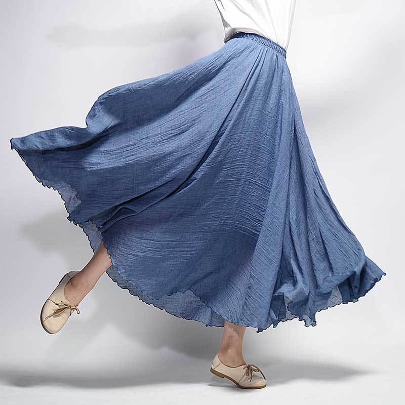 Skirt Linen Cotton Vintage Long Skirts Elastic Waist 2023 The Best - Premium  from vistoi shop - Just $34.99! Shop now at vistoi shop