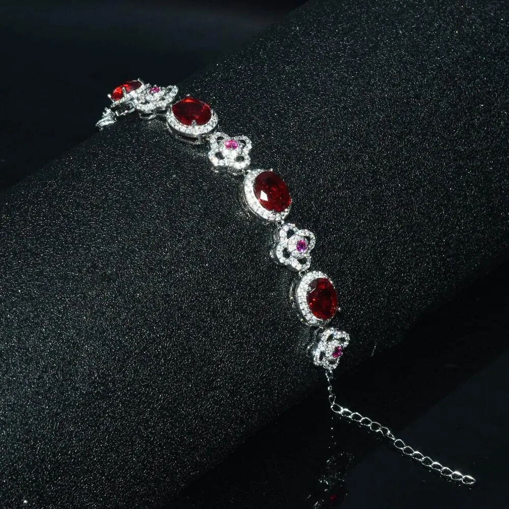 Natural Ruby Necklace Fashion High-End Jewelery Bracelet Earrings - Premium  from vistoi shop - Just $19.99! Shop now at vistoi shop