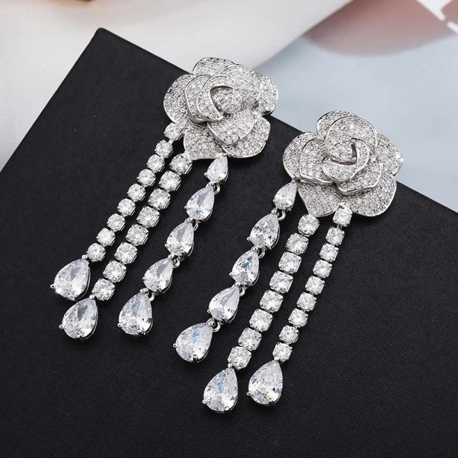 Trend Camellia Long Earrings Jewelry - Premium  from vistoi shop - Just $34.64! Shop now at vistoi shop