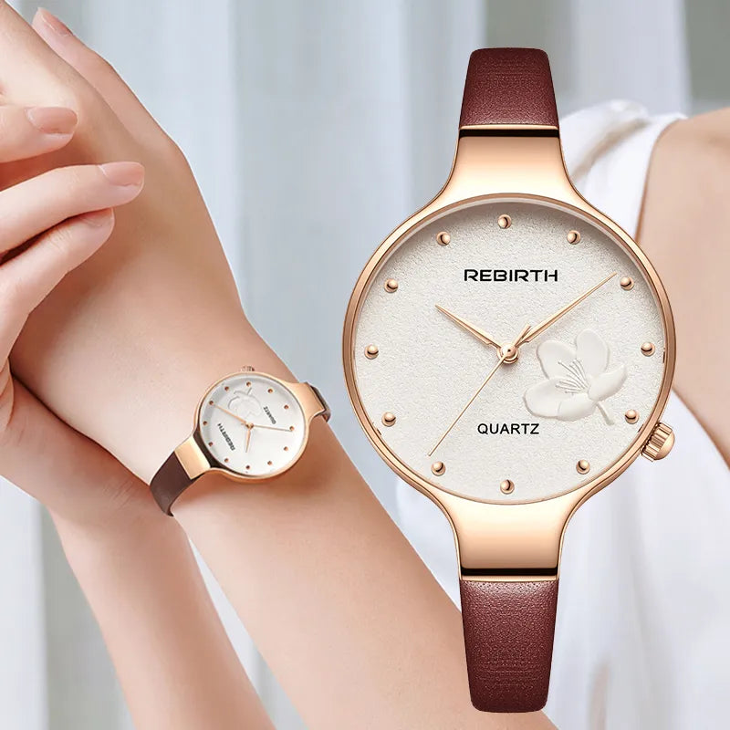 Leather Rose Gold Women Quartz Watches for Ladies - Premium  from vistoi shop - Just $23.99! Shop now at vistoi shop