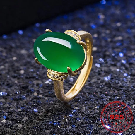Vintage Green Agate Ring Women's Ancient French 18k - Premium  from vistoi shop - Just $27.82! Shop now at vistoi shop