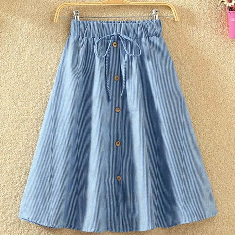 High Waist Skirt Casual Striped Bow Denim Women Solid - Premium  from vistoi shop - Just $19.99! Shop now at vistoi shop