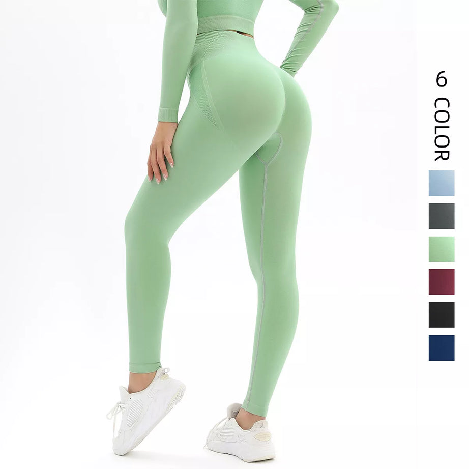 New Peach Hip Seamless Knitted Solid Color Jacquard Yoga Pants - Premium  from vistoi shop - Just $39.99! Shop now at vistoi shop