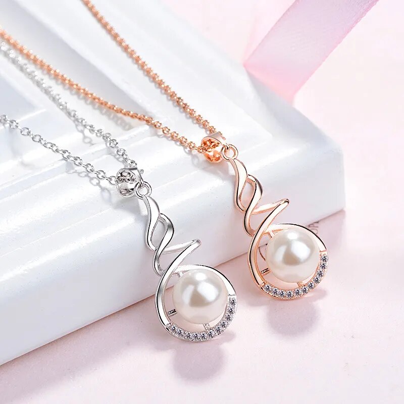 White Gold Rose Gold Natural Pearl Necklace For Women Fashion Jewelry - Premium  from vistoi shop - Just $34.99! Shop now at vistoi shop