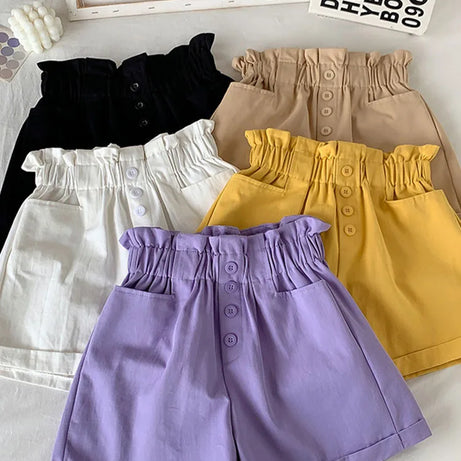 Summer Elegant High Waist Shorts Women Casual Solid Wide - Premium  from vistoi shop - Just $29.99! Shop now at vistoi shop